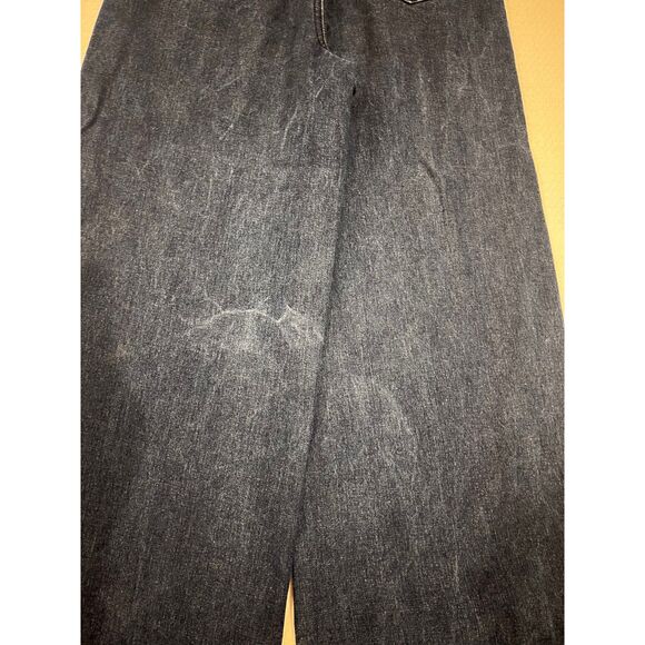 Forever21 Dark Wash Wide Leg Distressed Hem Denim Jeans Women's Size 26 FLAW - Picture 13 of 16